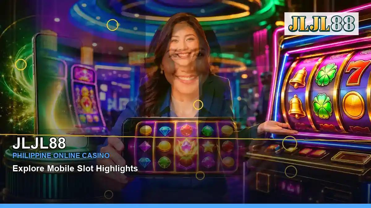 JLJL88 lucky reels online slot games featuring an adult Filipina casino host with a right close-up composition — view 2